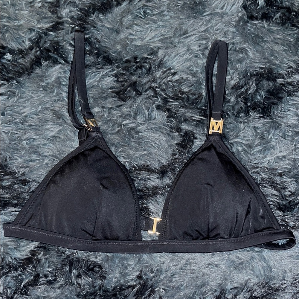 Victoria's Secret Black Satin Triangle Swim Top